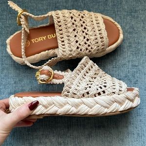 Tory Burch Raffia Platform Sandal - size 5